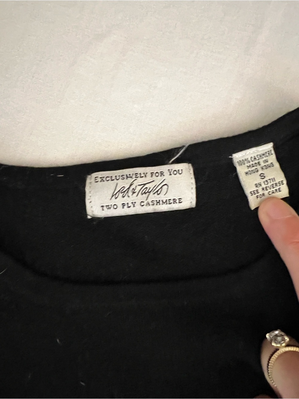 Lord & Taylor Black Two-Ply Cashmere Sweater